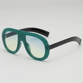 Retro aviator zonnebril met doorschijnend groen dik montuur en blauwe verloopglazen - Groen Frame