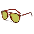 Retro pilot sunglasses with amber frame, yellow ocean lenses and silver arrow rivets - Transparent Red Frame Yellow Lens