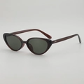 Occhiali da sole retrò cat-eye con montatura tartarugata scura e lenti grigio-verdi - Occhiali da sole / Dark Tea Frame Green Lens (89306)