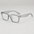 Lunettes de soleil carrées gris transparent avec branches évidées et charnière métal - Lentille anti-UV UV400 / Monture Gris Transparent Verre Transparent