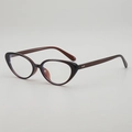 Occhiali cat-eye retrò in marrone scuro con eleganti dettagli sulle cerniere - Lente Piana / Dark Tea Frame Clear Lens (89306)