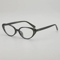 Occhiali da sole vintage cat-eye con montatura verde oliva e lenti anti luce blu - Lente Piana / Dark Green Frame Clear Lens (89306)