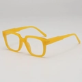 Bright yellow chunky square frame glasses with transparent lenses in a retro style - Transparent Orange