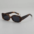 Tortoiseshell retro narrow square frame sunglasses with metal ring temple detail - Tortoise Frame Grey Lens