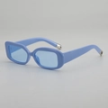 Modern light blue rectangle sunglasses with thick frames and silver metal temple tips - Blue Frame / Blue Lens
