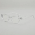 Minimalist square transparent eyewear frames with classic silver rivet accents - Transparent Frame