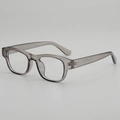 Modern square candy color eyeglasses frame in transparent grey with silver hinge details - Grey Frame