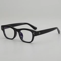 Classic black square full-rim glasses frame with triple silver rivet accents - Black Frame
