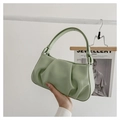 Minimalist light green pleated handbag with elegant top handle and faux leather finish - Green