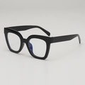 Classic black oversized square frame glasses with a retro blue light blocking lens - Anti-blue Light Lens / Glossy Black Frame