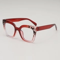 Deep red square oversized glasses frame with dark tortoise shell pattern on top - Anti-blue Light Lens / Wine Red Tortoise Frame
