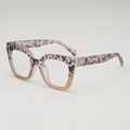 Square tortoise frame glasses in brown marble texture with gradient bottom finish - Anti-blue Light Lens / Matte Tortoise