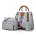 Ensemble de sacs à main 4 pièces gris comprenant un cabas, une bandoulière et une pochette - Gris