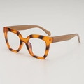 Retro square oversized glasses frames featuring dark tortoiseshell and clear brown arms - Anti-blue Light Lens / Spotted Orange