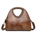 Bolso bandolera vintage marrón con textura plisada y asa integrada para mujer - Marrón