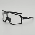 Black cycling glasses with clear lenses featuring an adjustable nose pad for sports - Black Frame Clear Lens