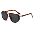 Double-bridge aviator sunglasses with dark brown tortoise shell frame and grey lenses - Tortoiseshell Grey Lens