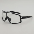 Cycling sports glasses in black and white frame with clear transparent lenses - Matte Black White Bridge Photochromic Grey