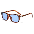 Retro square sunglasses with tortoise frame and transparent light blue ocean lenses - Orange Tortoise Frame Blue Lens (C3)
