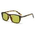 Vintage tortoiseshell square sunglasses with yellow lenses and silver arrow metal decor - Brown Tortoise Frame Green Lens (C4)