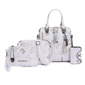 Set di 4 borse da donna bianche con stampa monogramma e portafogli abbinati - Bianco