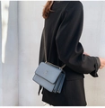 Morandi blue crossbody chain bag with golden deer logo on textured leather surface - Blue
