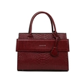 Elegant wine red tote bag with snake skin texture and BALADO & BAG logo detail - Stitched Embossed Handheld Style / Burgundy