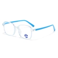 Occhiali anti-luce blu per bambini con montatura trasparente e stanghette blu quadrate - C2 Montatura Blu Trasparente Aste Blu