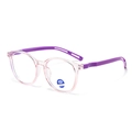 Lunettes anti-lumière bleue enfant, monture ronde rose et branches violettes - Monture Violet Clair Branches Violettes