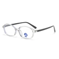 Kids vintage oval blue light blocking glasses with clear frame and black temples - Transparent Grey Frame Grey Temples