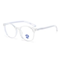 Lunettes anti-lumière bleue rondes rétro avec monture transparente et branches blanches - Monture Transparente Branches Blanches