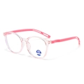 Lunettes anti-lumière bleue pour enfants, monture ronde rose jelly de style rétro - Monture Rose Transparente Branche Rose