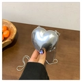 Mini sac à bandoulière en forme de cœur argent métallisé avec chaîne serpent - Argenté