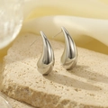 Polished silver teardrop stud earrings in a minimalist water drop design with S925 finish - Long Teardrop Silver (3x1cm)