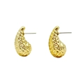 Golden teardrop earrings with geometric textured surface and metallic finish - Hammered Texture Teardrop Gold