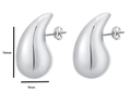 Polished silver teardrop stud earrings, measuring 16mm height and 9mm width - Teardrop Silver Mini (16x9mm)