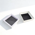 White square PE film floating display box with black flocked base for jewelry storage - 7*7*2cm / White Lid and Base Box