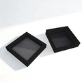 Black square PE film floating jewelry display box for rings and necklaces - 7*7*2cm / Black Lid and Base Box