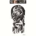 Waterproof temporary tattoo sticker featuring a realistic black and white Grim Reaper on a horse - Death Reaper on Horse (FF-181)