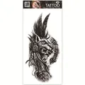 3D wolf totem tattoo sticker with Mayan skull and leopard head armor on white background - Leopard Helmet Skull (FF-184)