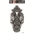 3D waterproof tattoo sticker FF-183 featuring wolf heads and ram skull totem design - Ram Skull and Two Wolves (FF-183)