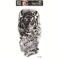 Waterproof 3D temporary tattoo sticker featuring realistic tiger head and scroll patterns - Realistic Tiger Head Acanthus (FF-180)