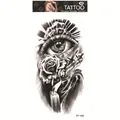 Waterproof temporary tattoo sticker with gothic rose eye design and barbed wire pattern - Eyeball Rose Wire (FF-166)