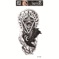 Waterproof tattoo sticker with wolf totem and all-seeing eye design in black and white - All-seeing Eye Crow (FF-167)