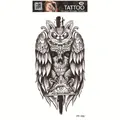 Waterproof temporary tattoo featuring gothic owl skull and all-seeing eye design - Owl Skull All-mighty Eye (FF-169)