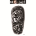 Waterproof temporary tattoo featuring realistic lion head and girl silhouette FF-170 - Lion and Girl (FF-170)