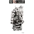 Waterproof 3D temporary tattoo sticker featuring a retro sailing ship and waves - Vintage Sailboat Text (FF-197)