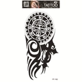Waterproof tribal mandala wolf tattoo sticker FF-162 with black geometric line art - Mandala Geometric Totem (FF-162)