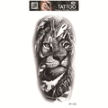 Realistic 3D lion head tattoo sticker with roman numeral clock design and gray shading - Realistic Lion Dial (FF-176)
