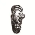 Waterproof temporary tattoo featuring a roaring lion head with forest and elk silhouettes - Lion Forest Elk (FF-177)